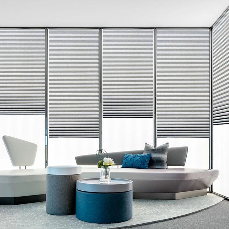 1pc Self-Adhesive Curtains Non-Woven Pleated Blinds Folding Curtains For Kitchen Balcony Bedroom Shades Blackout Curtains