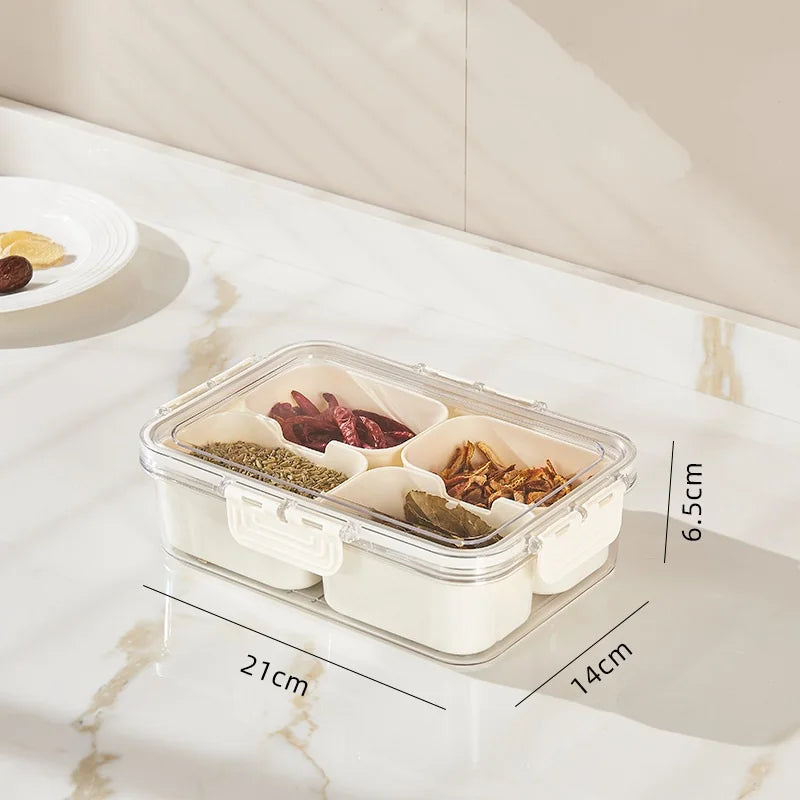 8 Grids Divided Serving Tray Storage Box Kitchen Portable Sub-format Seasoning Separator Box Fresh-keeping Snack Fruits Food Box