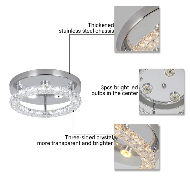 Modern K9 Crystal Chandelier Led For Dining Room Stainless Steel Ceiling Lamp Light Fixture Kitchen Lustres Luminaire Pendant