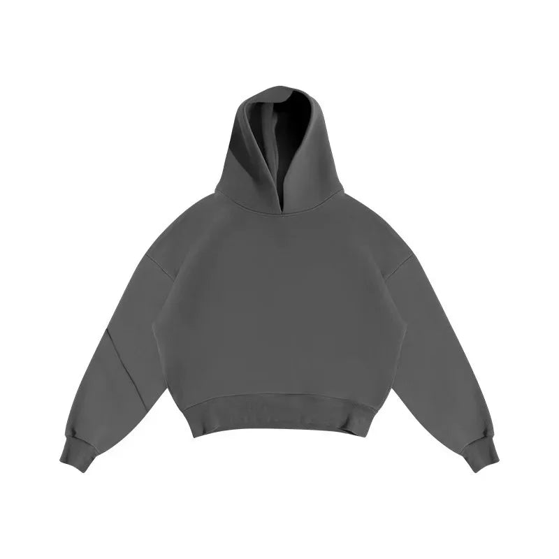 Korean Fashion Solid Color Sweatshirt Fleece Two-Piece Men's Y2K New Harajuku Casual Joker Straight Pants Couple Street Wear