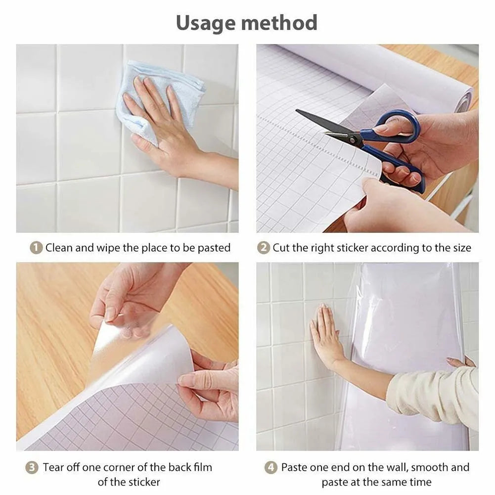 60x300cm Transparent Kitchen Oil-proof Wall Sticker Heat-resistant Self-Adhesive Film Covering Removable Protective Film Shelf
