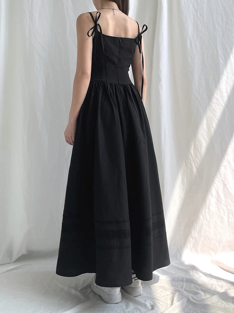 Darlingaga Gothic Grunge Corset Strap Long Dress Summer Lace Patchwork Dark Academia Party Female Dress Maxi Fashion Vintage Y2K