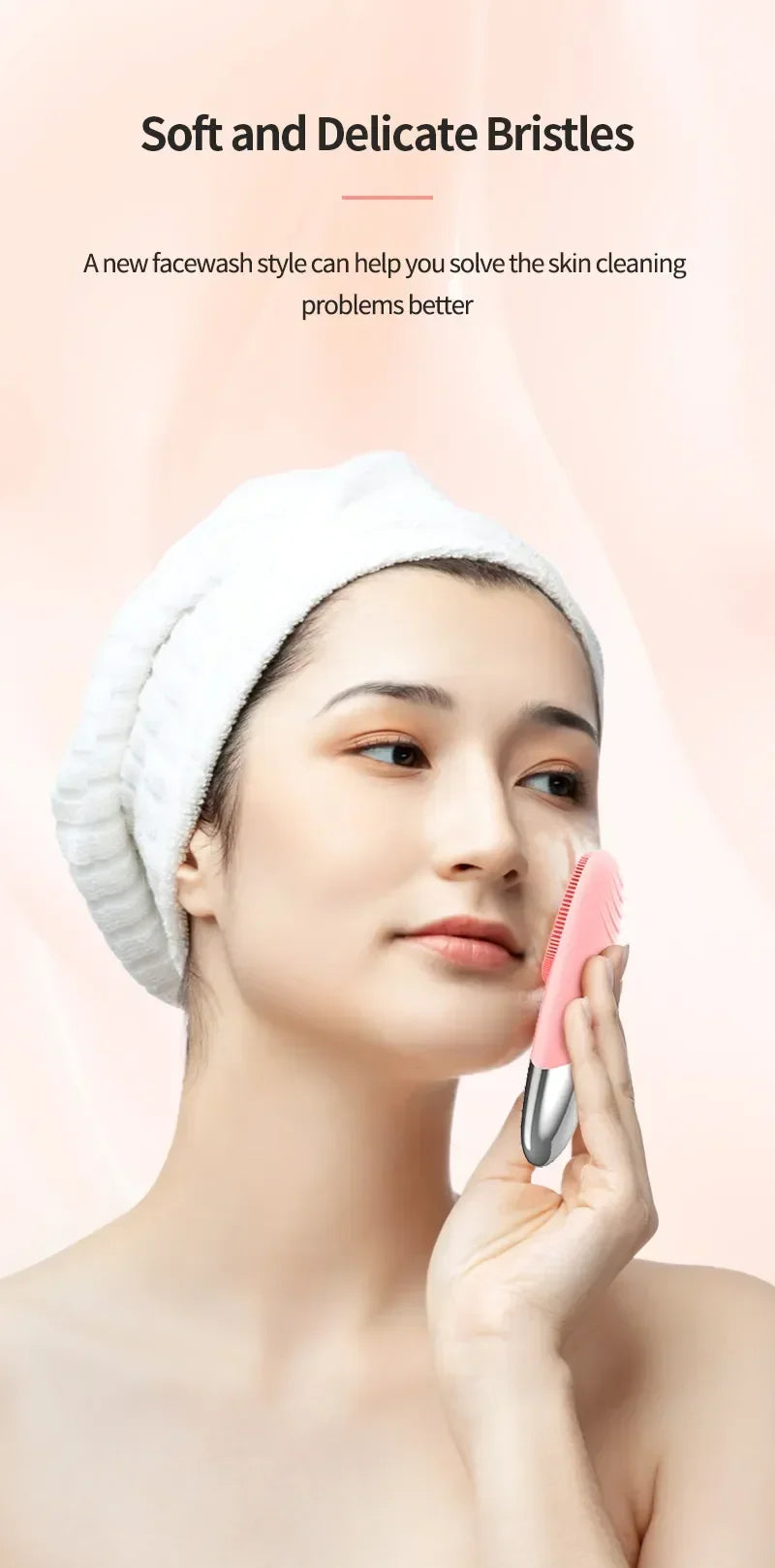 Electric Facial Cleansing Brush Silicone Sonic Face Cleaner Deep Pore Cleaning Skin Massage Intelligent Cleansing Brush Device