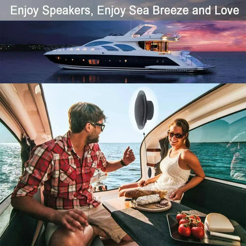 Herdio 4'' Waterproof Marine Bluetooth Ceiling Speakers For Bathroom Kitchen Home Outdoor Camper Golf Cart Boat With Flush Mount