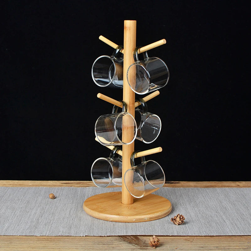 Bamboo Cups Drainer Wooden Dish Draining Rack Plates Holder Kitchen Storage Cabinet Organizer for Dish Cutting Board Pot Lid