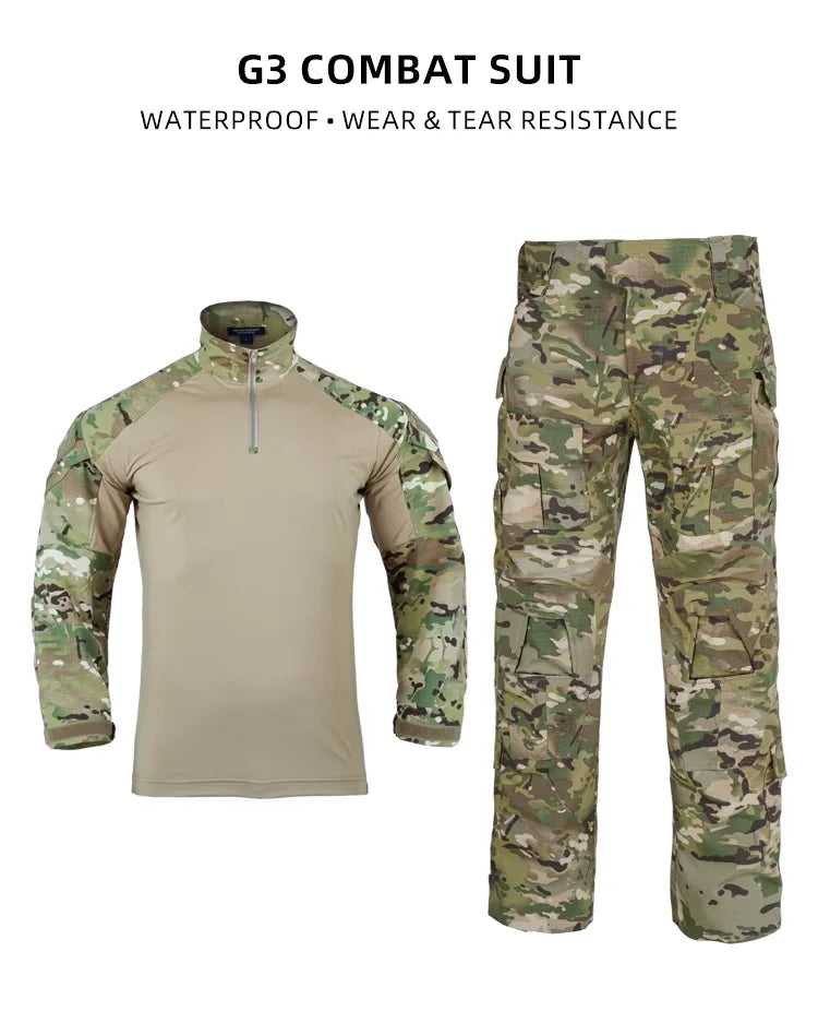 Summer Camouflage Frog Suit Men's Y2K Tactical Outdoor Quick Dry Durable Uniforms G3 Long Sleeve Hunting Training Combat Gear