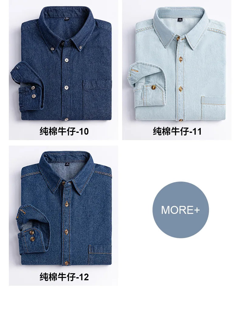 2023 Spring and Autumn Enzyme Washed Men's Long Sleeve Denim Shirt Pure Cotton Casual Fashion Outerwear Versatile Men's Clothing