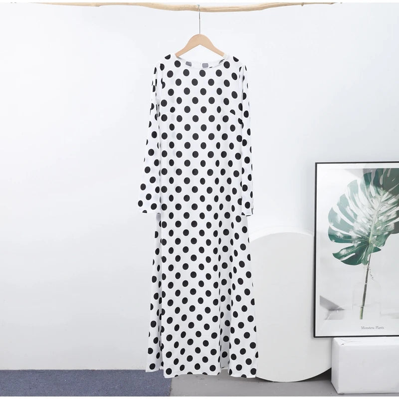Sexy Polka Dot Women's Long Dress Square Collar Waist Cinching Belt Flare Sleeve Maxi Dressess Lady 2025 Summer Evening Vestidos