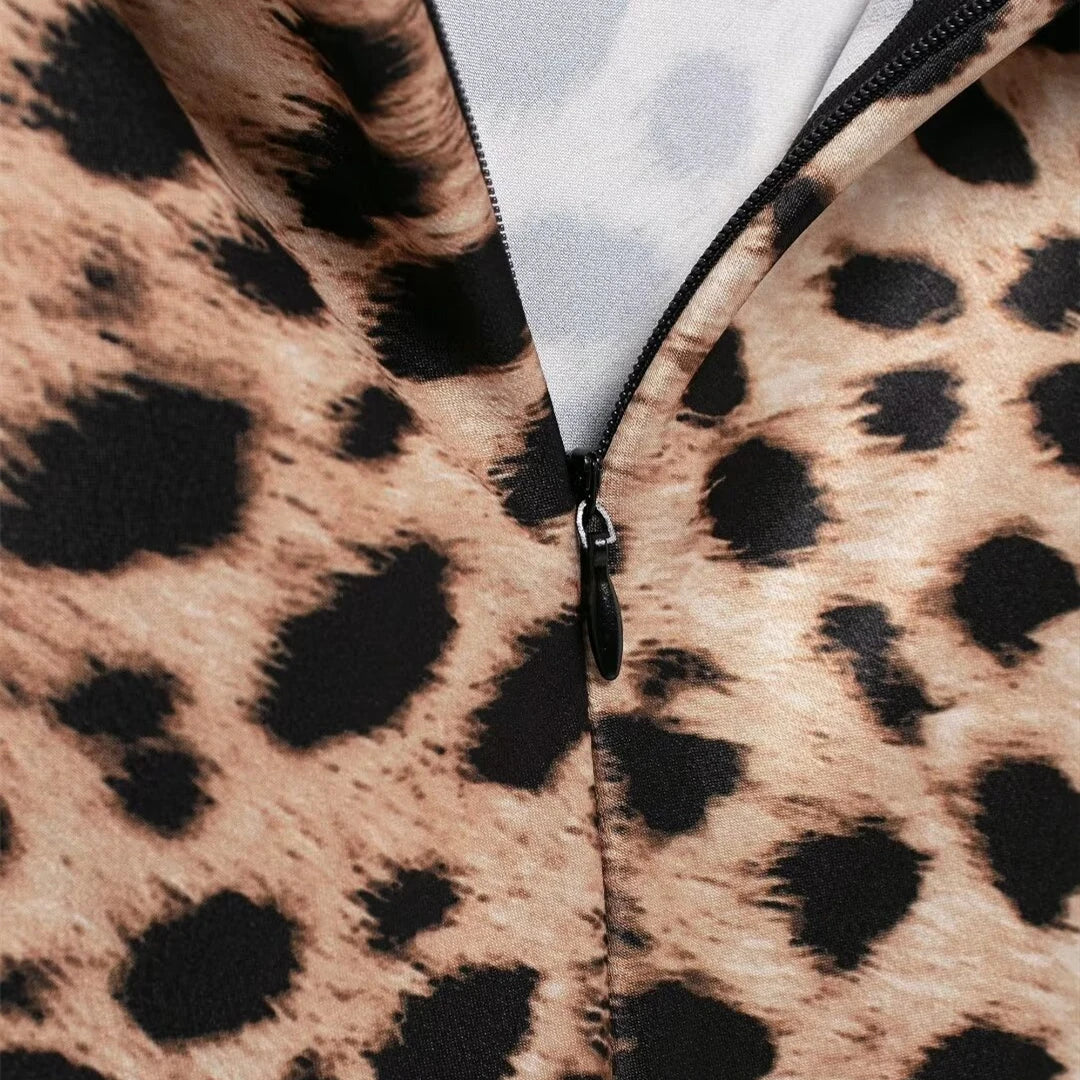 TRAF Women Fashion Summer New Underwear Backless Satin Texture Leopard Print Long Dress Chic Female French Elegance Evening