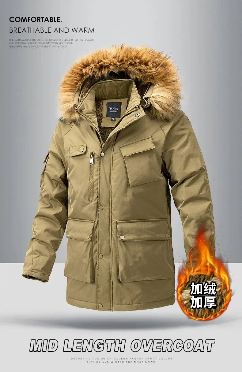Windbreaker Parkas Coat Coldproof Cotton-padded Male Outerwear Winter Jacket Men Thicken Fleece Jackets Man Streetwear parkas