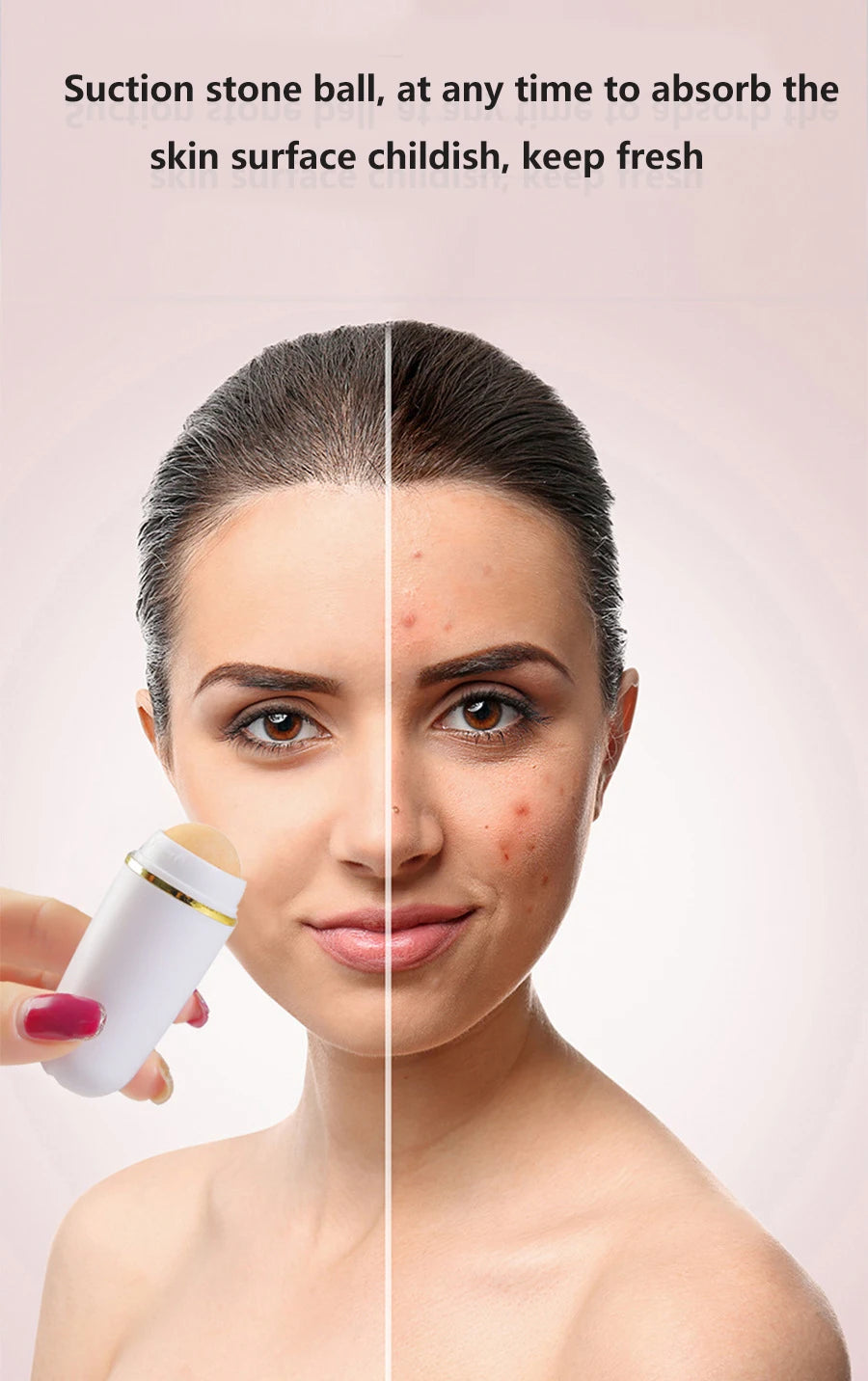 Natural Volcanic stone Oil Absorbing Roller Face Roller Cleaning Oil Removing Facial Massage Oil Control Skin Care Tool