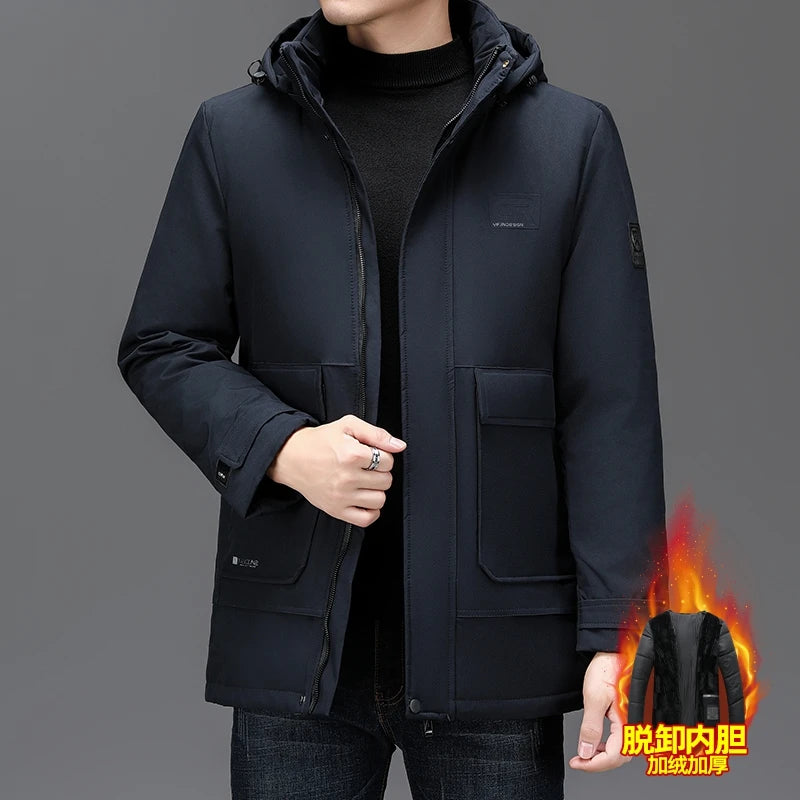 Men's Clothing Top Quality Brand Hooded Casual Fashion Long Thicken Outwear Parkas Jackets Winter Windbreaker Coats New Parkas