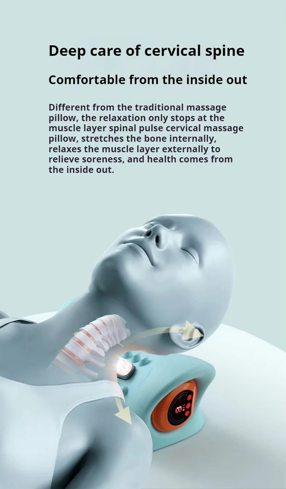 Cervical Neck Massager EMS Relax Heat Devices for Adult Cervical Repair Traction Electric Neck and Head Acupoint Massage Pillow