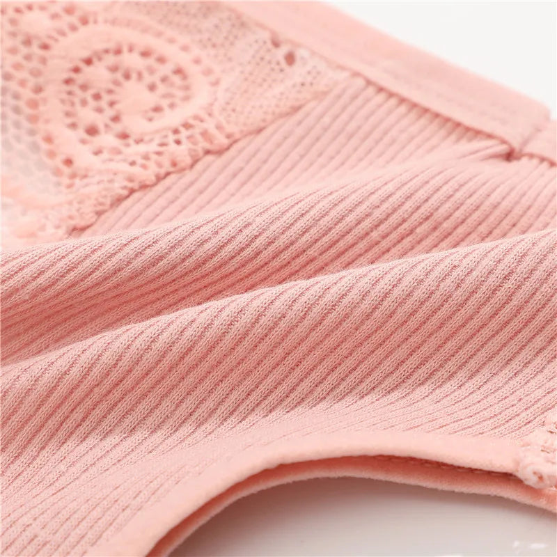 FINETOO 8Pcs Women's Cotton Underwear Lace Thongs Sexy Solid Color Low Waist Bikini Panties Ladies Breathable G-string Lingerie