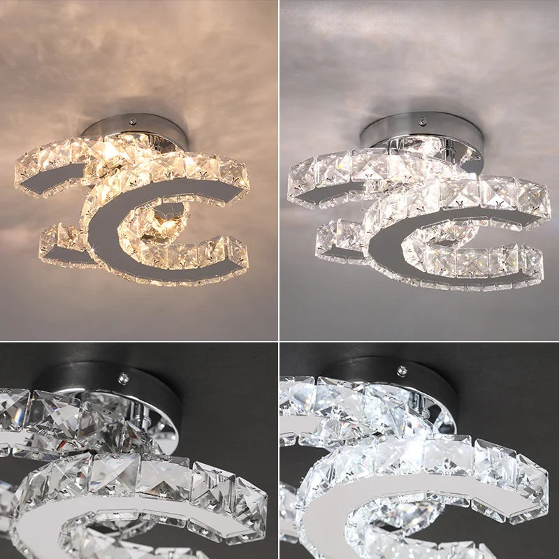 Modern K9 Crystal Chandelier Led For Dining Room Stainless Steel Ceiling Lamp Light Fixture Kitchen Lustres Luminaire Pendant
