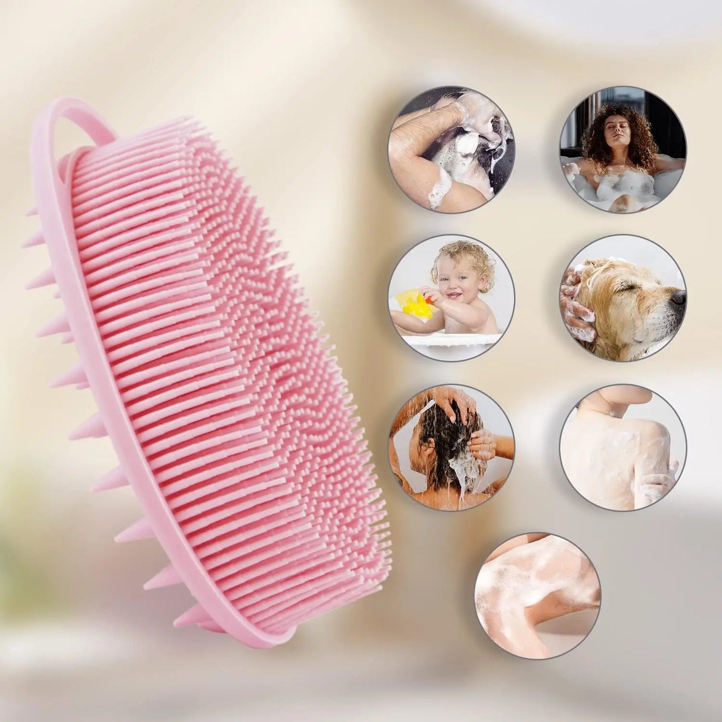 2 in 1 Soft Silicone Body Brush Wash Bath Shower Exfoliating Skin Fit For Baby Bath Shampoo Facial Massage Brush