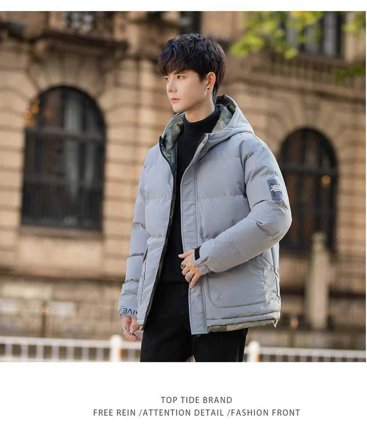 New Winter Men's Jackets Tide Korean Parkas Trend of Padded Thickened Bread Clothing Warm Couples Wear Cotton Coat