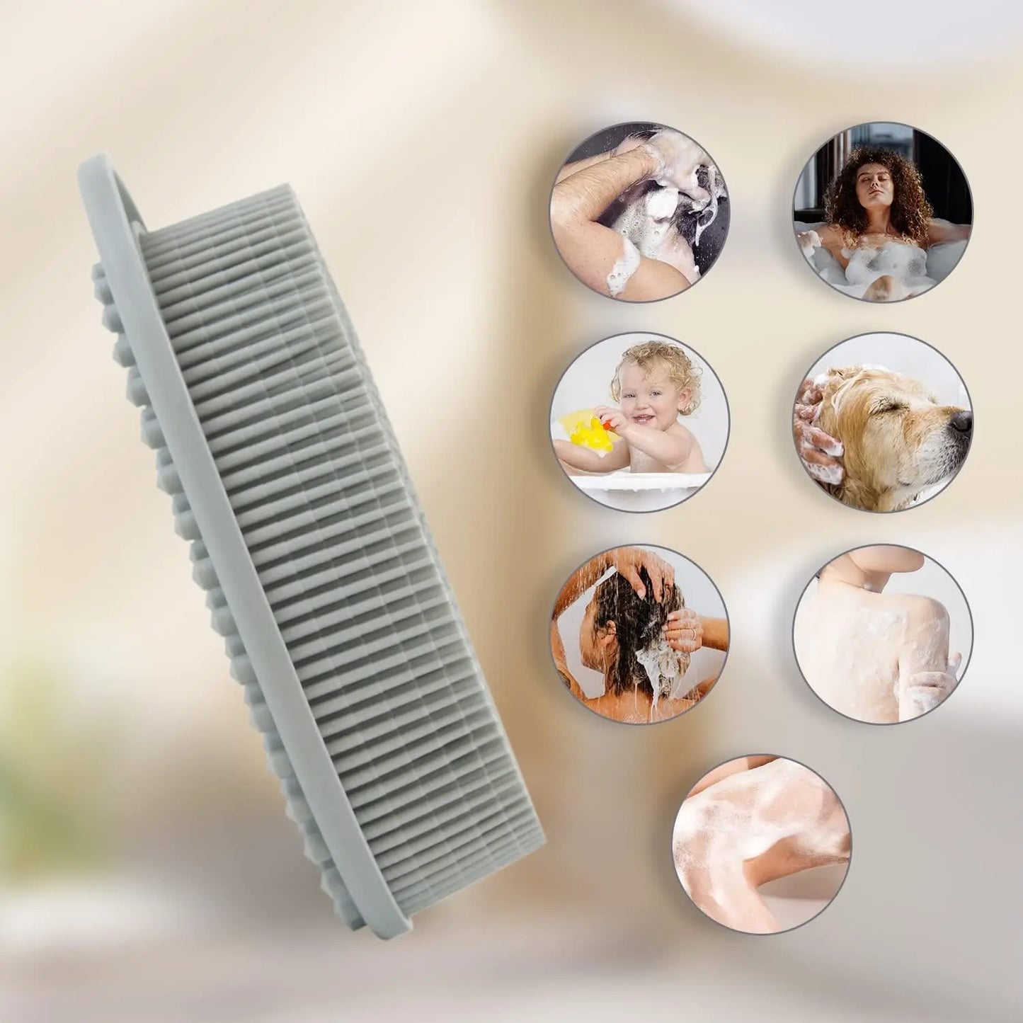 2 in 1 Soft Silicone Body Brush Wash Bath Shower Exfoliating Skin Fit For Baby Bath Shampoo Facial Massage Brush