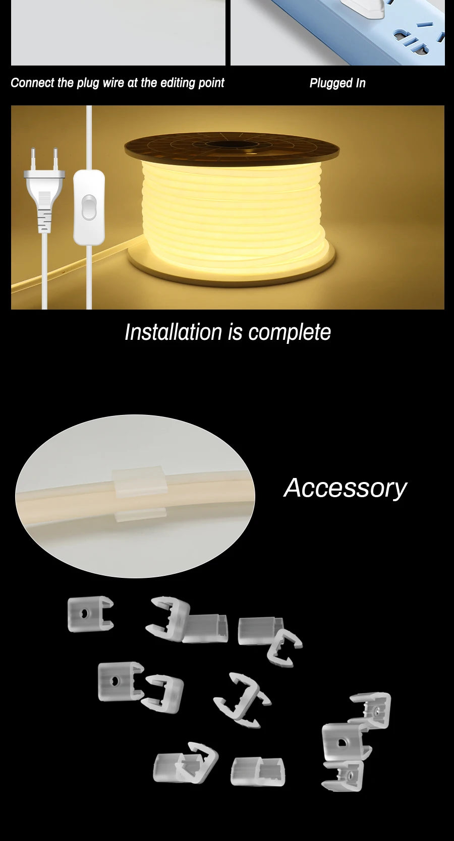 1M-50M 220V COB LED Strip Light 220V Dimmable High Bright LED Strip Waterproof Tape LED For Garden Kitchen Outdoor Strip Light