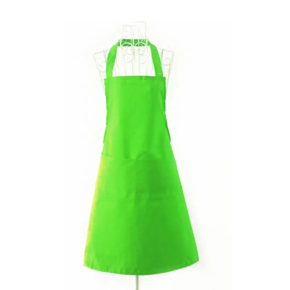 Polyester+ Cotton Blend Sleeveless Apron Black Red Coffee Orange Anti-wear Cooking Kitchen Bib Women Men Aprons With Big Pocket