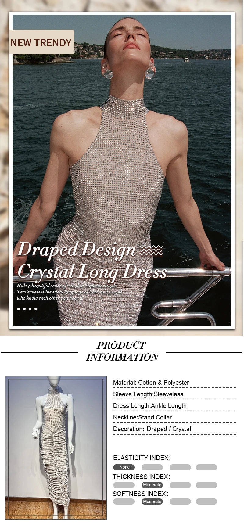 VC Halter Neck Backless Diamonds Long Dress For Women Sleeveless Folds Slim Formal Elegant Celebrity Cocktail Party Gown Vestido