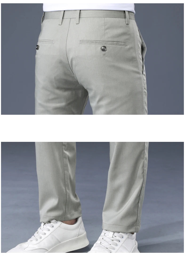 Summer Modal Fabric Men's Thin Casual Pants Classic Business Fashion Regular Fit Stretch Soft Trousers Male Brand Clothes