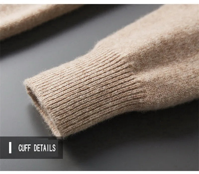 100% Soft Cashmere Men's Clothing Sweater Half-High Zipper Pullover Autumn Winter Warm Basic Knitted Jumper Pull Homme