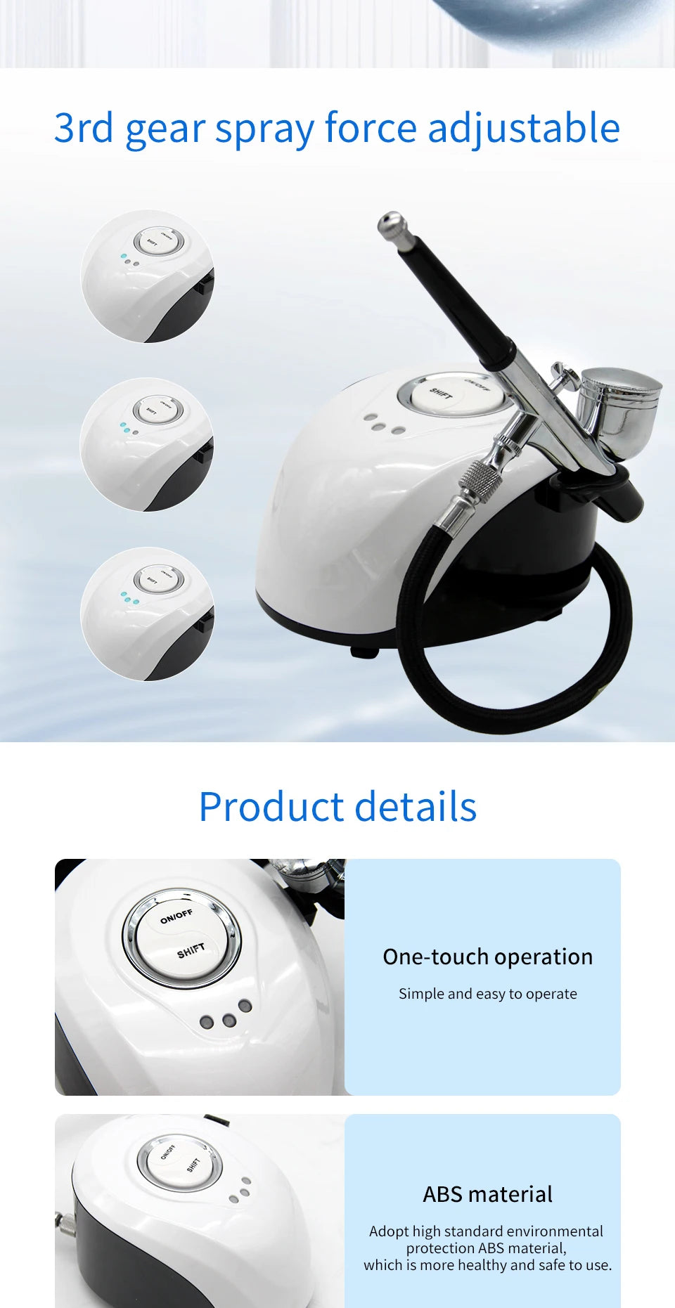 Facial Oxygen Therapy Steam Nail Art Airbrush Paint Nail Nano Sprayer Skin Cleaning Therapy Moisturizing Rejuvenation Compressor