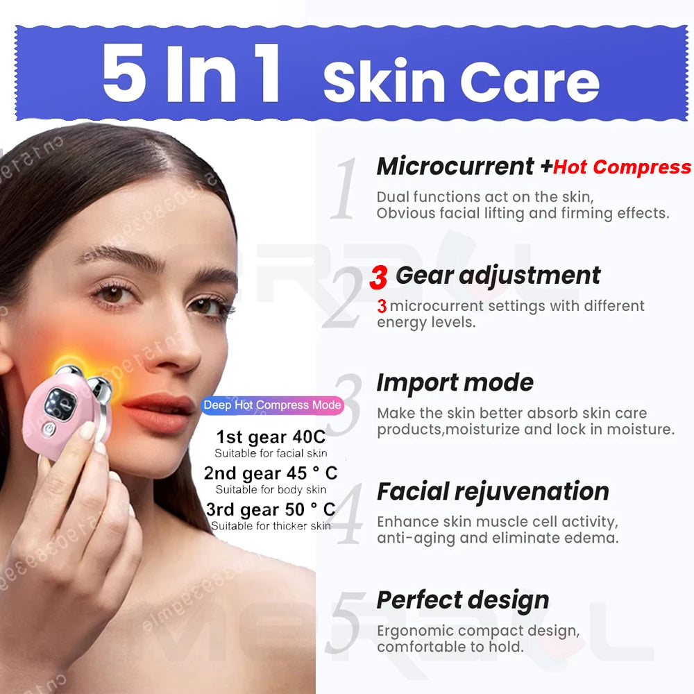 Face Lifting Device EMS Face Massager Skin Tightening Microcurrent Roller Facial Anti Wrinkle Neck Lift Massage Skin Beauty