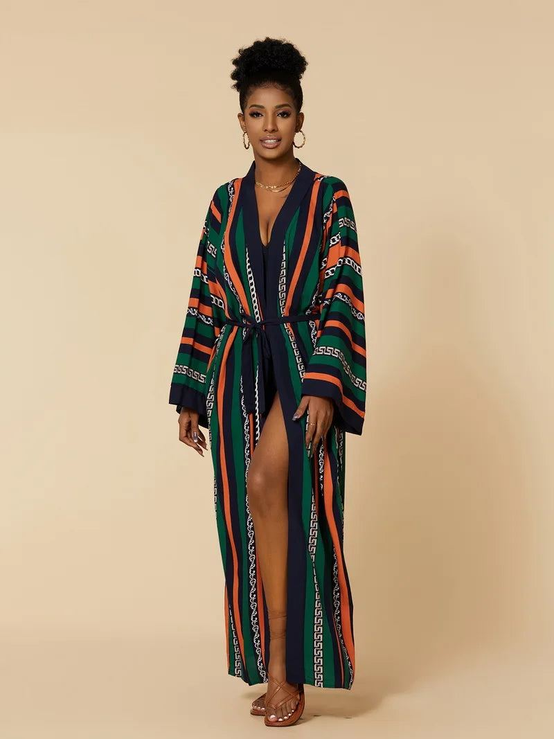 Para Praia Kimono Beach Robe Swimsuit Cover Ups Beachwear Long Flared Sleeve Dress Sarong Women Loose Cardigan Bikini Covers