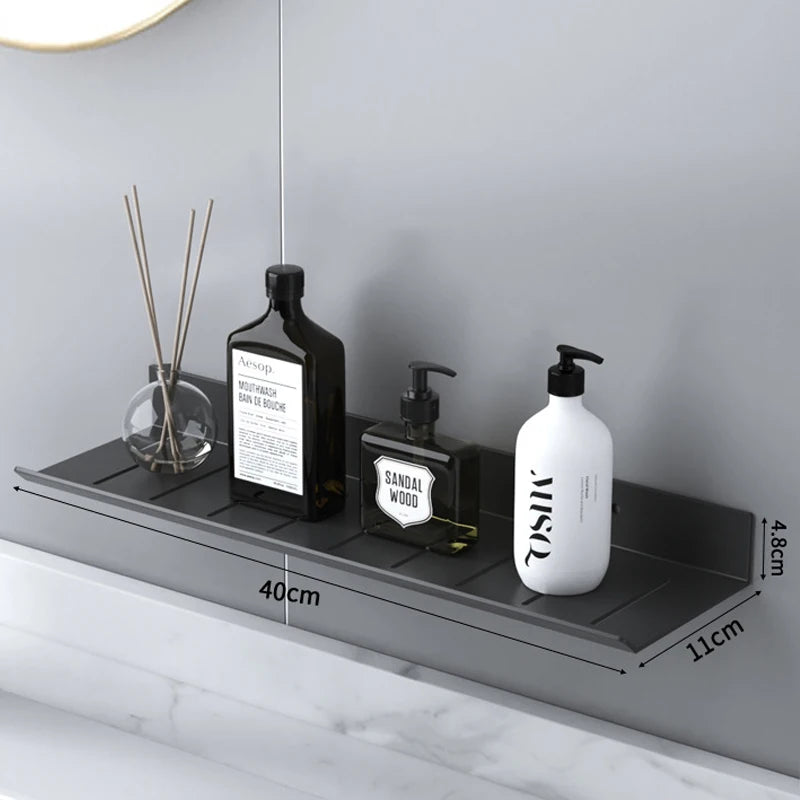 ULA Bathroom Storage Rack 30-50cm Modern Bathroom Shelves Black Silver Kitchen Wall Shelf Home Accessories