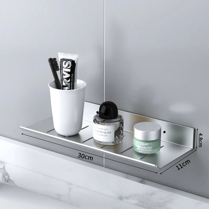 ULA Bathroom Storage Rack 30-50cm Modern Bathroom Shelves Black Silver Kitchen Wall Shelf Home Accessories