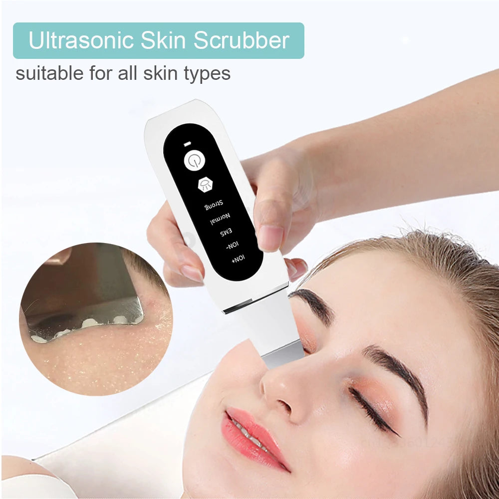 Ultrasonic Skin Scrubber Peeling Acne Blackhead Remover Ultrasonic EMS Ion Acne Pore Face Deep Cleaning Facial Shovel Cleaner