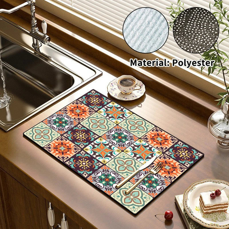 Kitchen Drying Mat Quick Dry Coffee Mat Absorbent Dish Placemat Anti Slip Table Cup Drying Mats Table Decoration Accessories