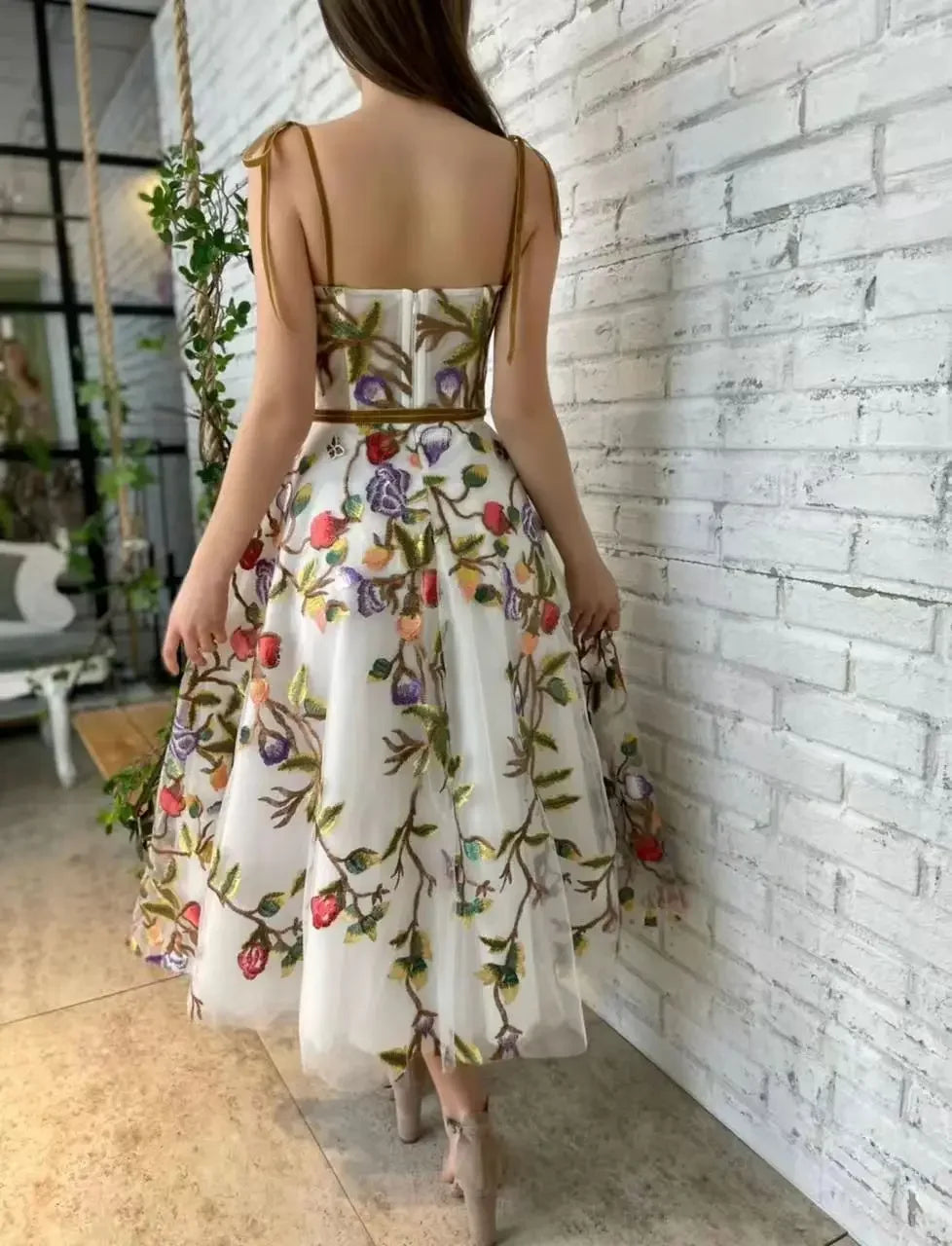 2025 New Cross-Border Women's Clothing Dress Off-Shoulder Strapless Embroidered Elegant Slimming Mesh Long Dress