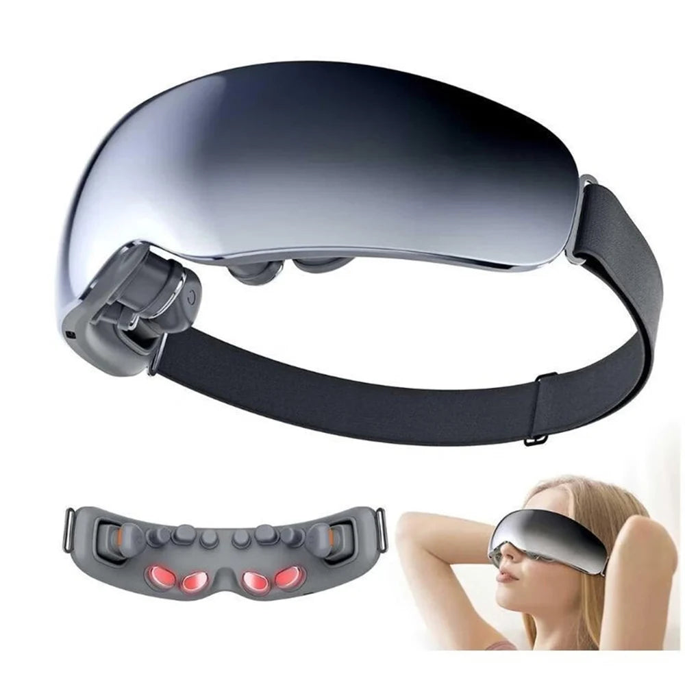 Super Relax Eye Massage Device Improve Sleeping Heating Vibration Eye Massager With 12 Massage Heads Fatigue Relieve Eye Care