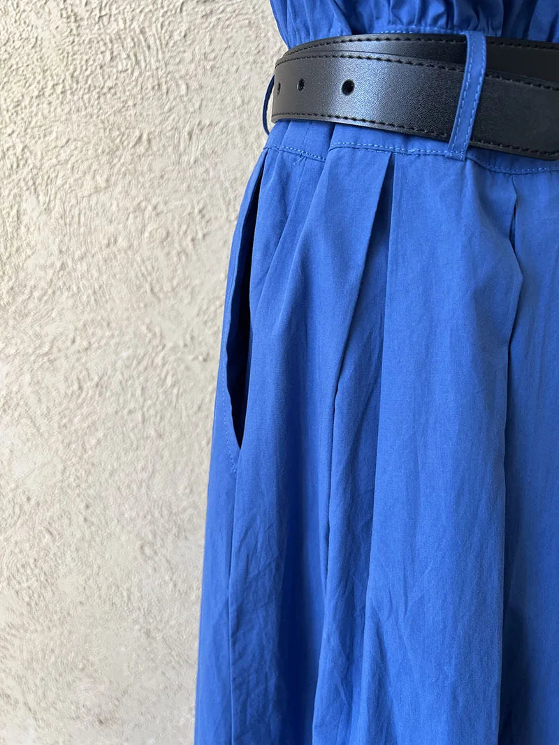 Polo‘s Collar Shirt Dress Women Spring Slimming Long Dress With A Cinched Waist Blue / Pink