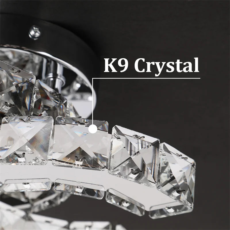 Modern K9 Crystal Chandelier Led For Dining Room Stainless Steel Ceiling Lamp Light Fixture Kitchen Lustres Luminaire Pendant