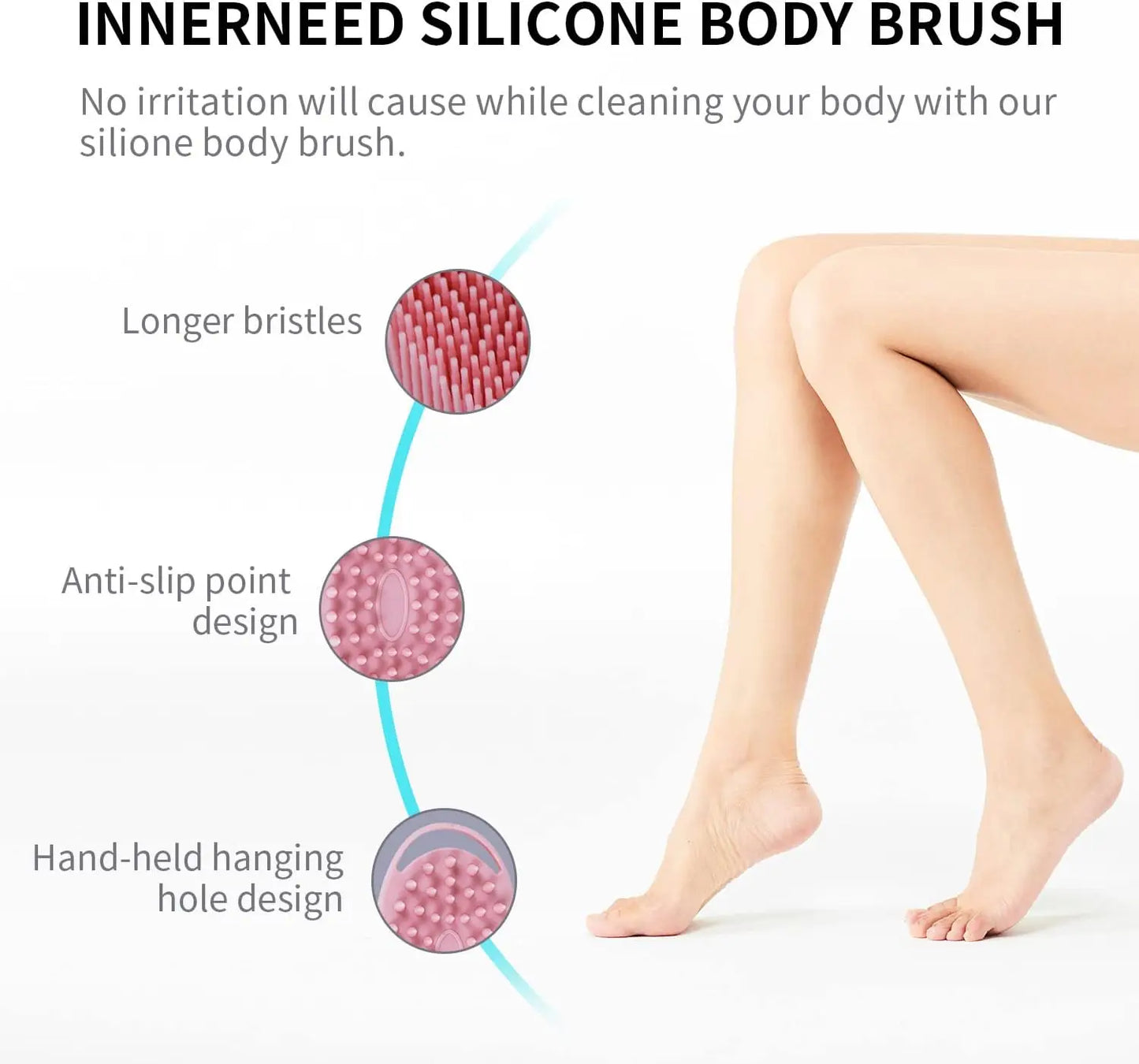 2 in 1 Soft Silicone Body Brush Wash Bath Shower Exfoliating Skin Fit For Baby Bath Shampoo Facial Massage Brush