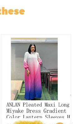 ANLAN Miyake Pleated Maxi Long Dress 3D Flower Splicing Lantern Sleeve Half Turtleneck Formal Dresses for Women 2025 New 5AN9928