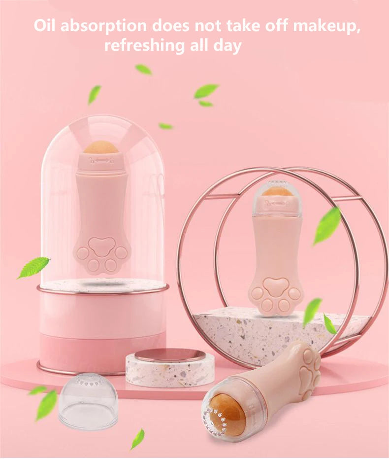 Natural Volcanic stone Oil Absorbing Roller Face Roller Cleaning Oil Removing Facial Massage Oil Control Skin Care Tool