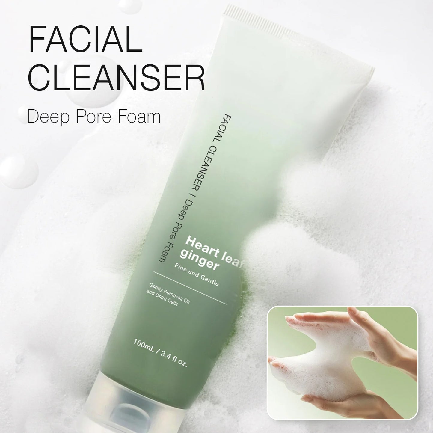 Facial Cleanser Heartleaf Succinic Moisture Cleansing Foam Deep Cleaning Oil Control Pore Soothing Korean Cosmetic Skin Care