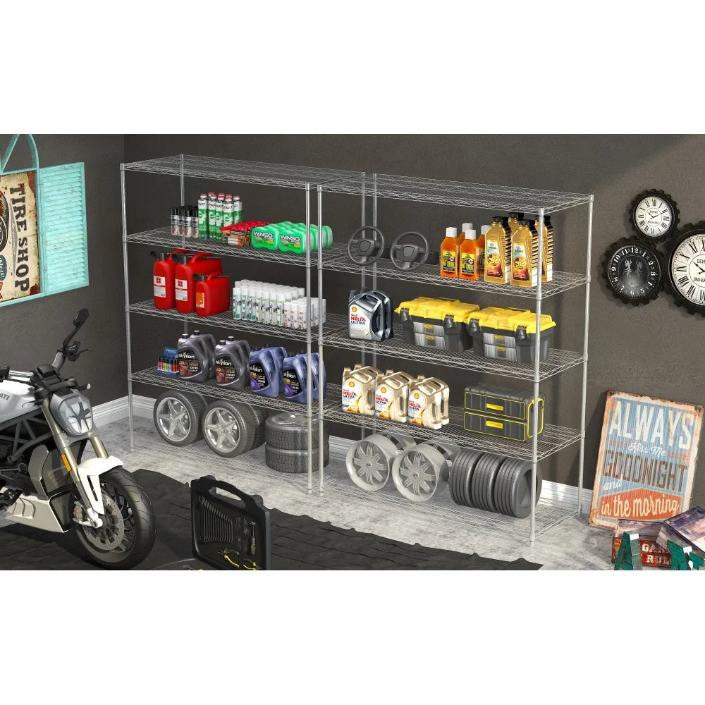 Warehouse supermarket kitchen other 5-layer heavy-duty adjustable shelves with wheels adjustable feet frame bearing 300 pounds