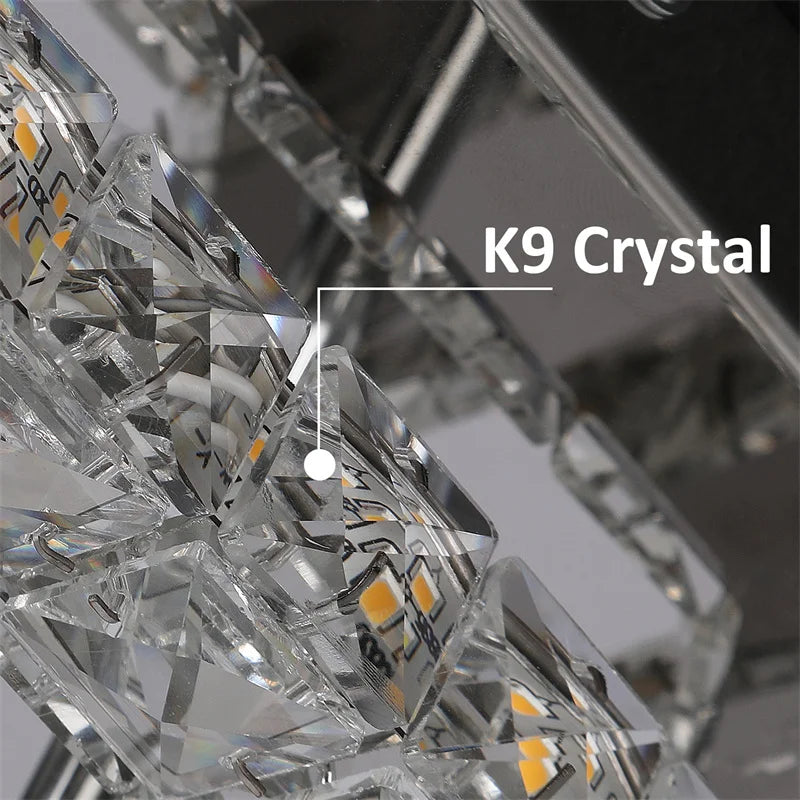 Modern K9 Crystal Chandelier Led For Dining Room Stainless Steel Ceiling Lamp Light Fixture Kitchen Lustres Luminaire Pendant