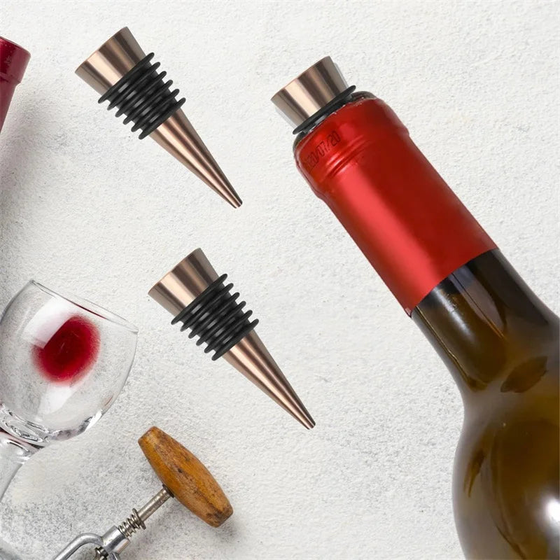Zinc Alloy Wine Bottle Stopper Rubber Wine Stoppers Reusable Bottle Stoppers for Kitchen, Bar, Gifts, Holiday Party, Wedding