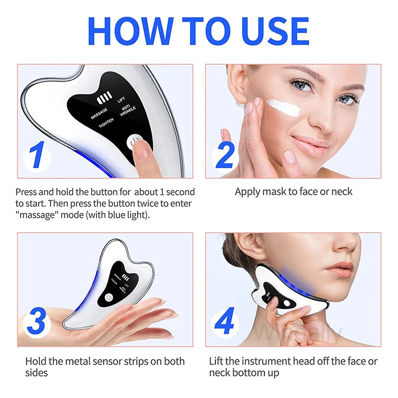 Electric Gua Sha Facial Massager Microcurrent Anti-Aging Face Lifter Skin Tightening Device Portable Face Sculpting Beauty Tool