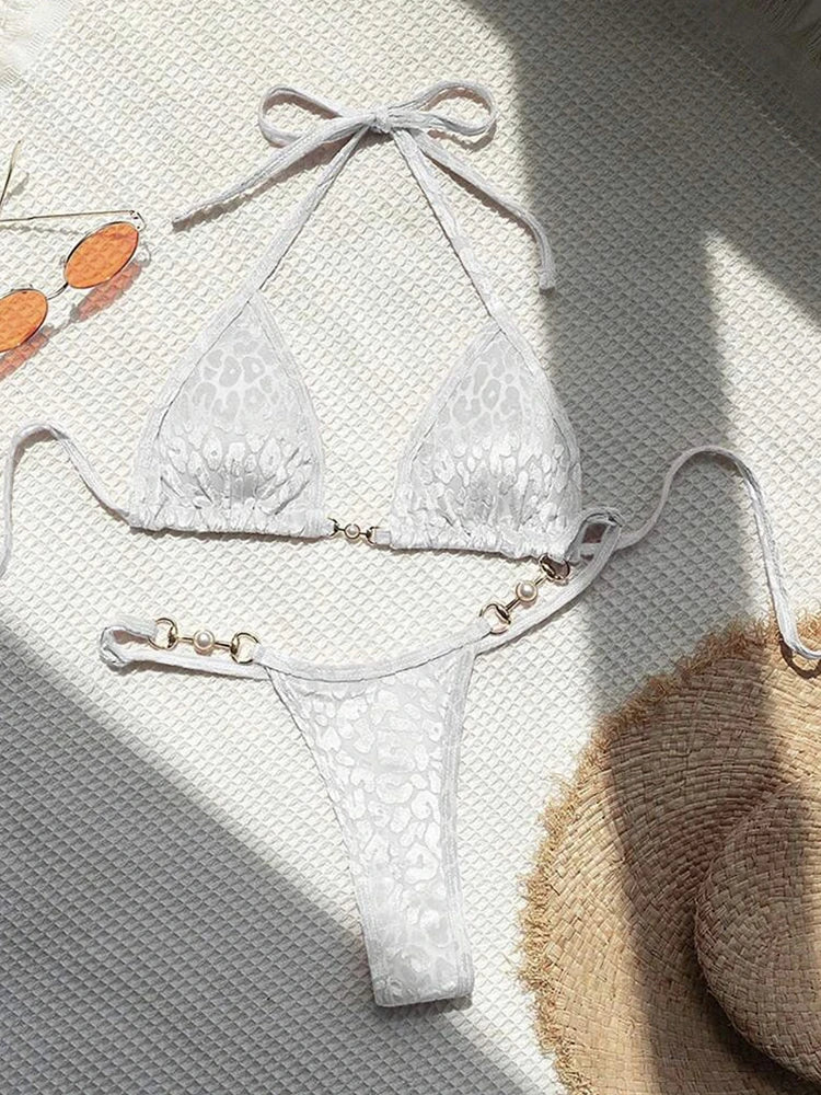 Leopard Bikinis Set Sexy Lace Up Bikini Sets Swimsuit Women Beachwear 2025 Summer Swimwear Thong Bathing Suit Beach Biquinis
