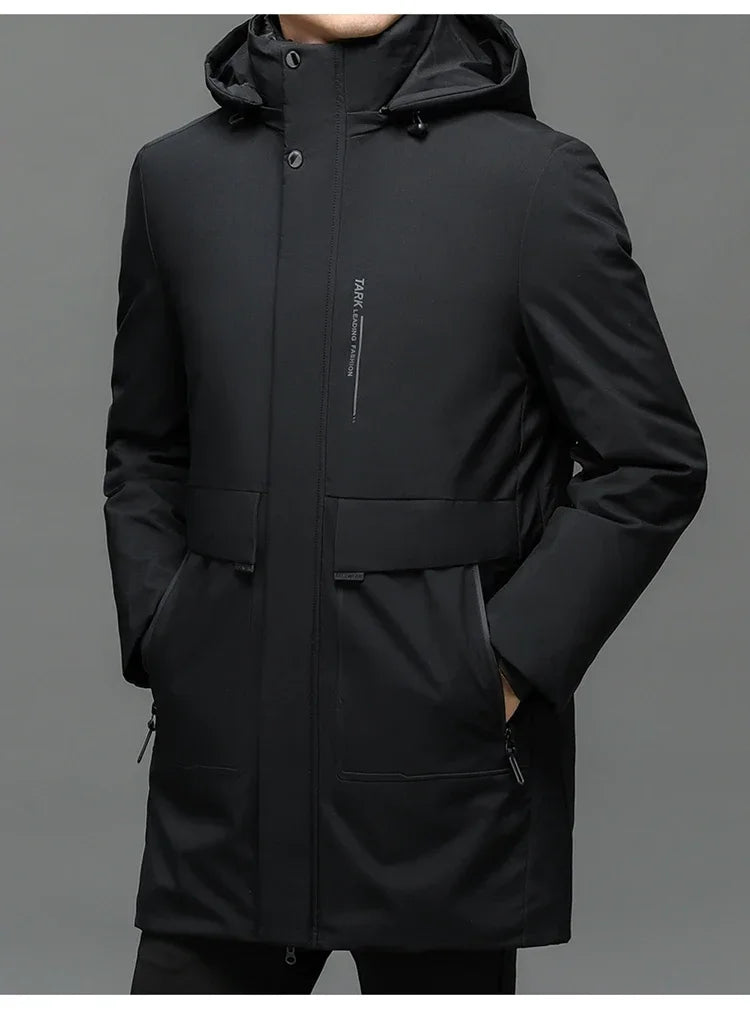 Mens Hooded Jackets Casual Outwear Long Parkas Men New Autumn Winter Warm Waterproof Parkas Jacket Coat 2 PIECES Winter Parkas