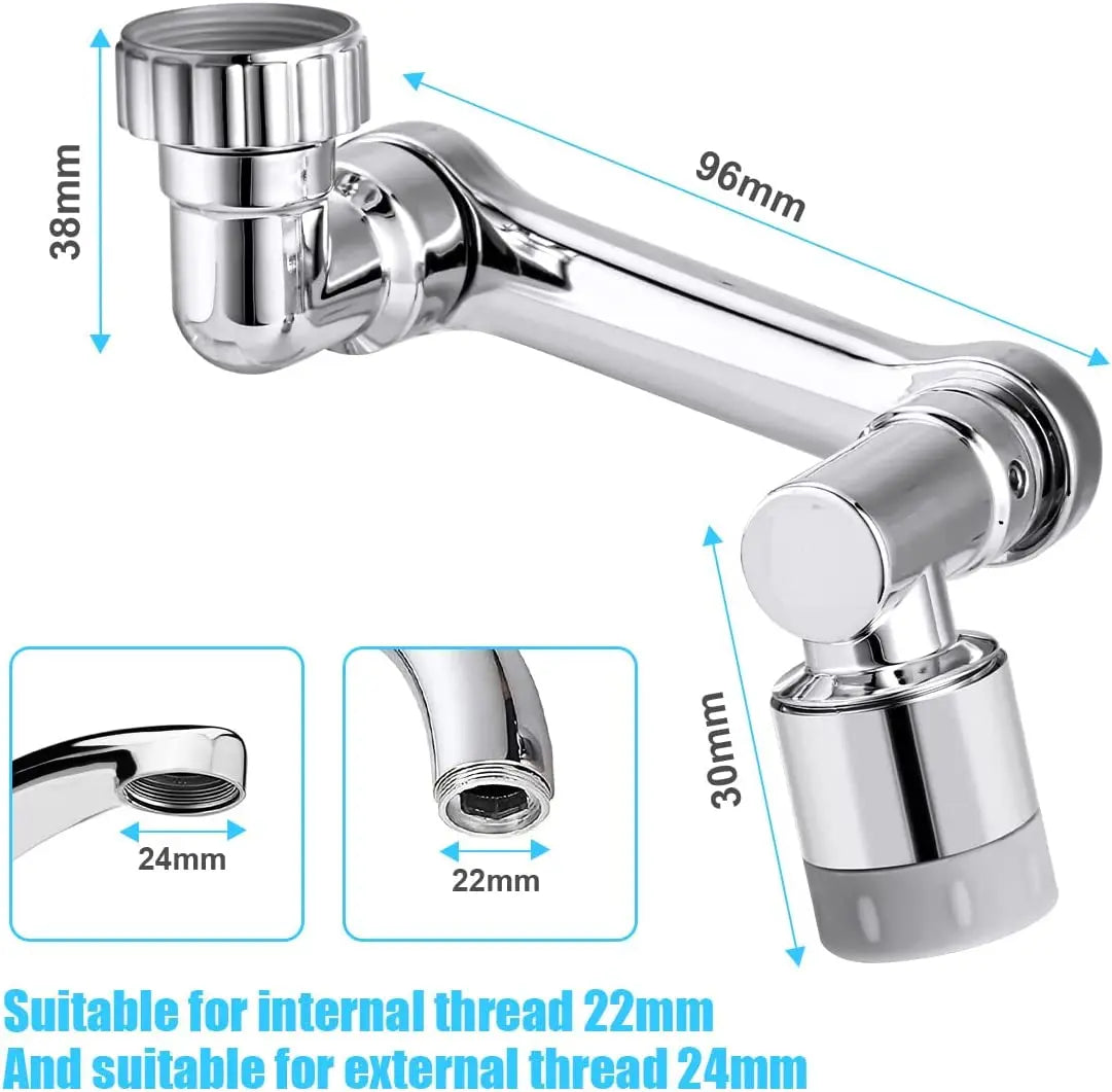 1080° Rotation Faucet Sprayer Head 22/24mm Adaptor Faucet Extender Aerator Splash Bubbler Nozzle Kitchen Tap Washbasin Robot Arm