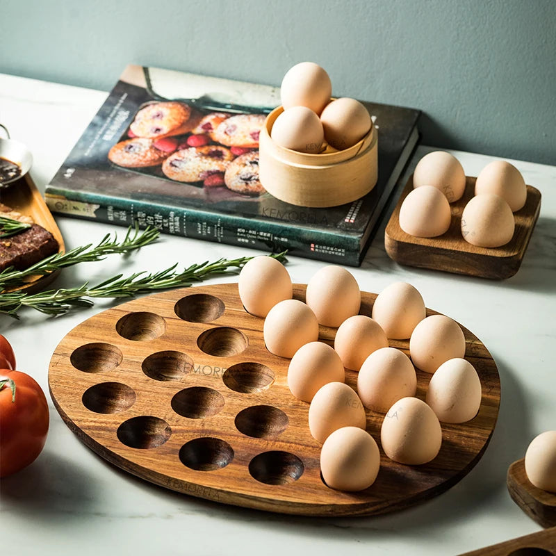 Wooden Egg Storage Box Eggs Tray Home Storage Rack Multi-Compartment Eggs Holder Kitchen Cooking Refrigerator Keep Fresh Tools